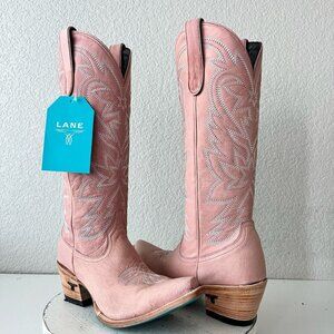 Lane SMOKESHOW Womens Cowboy Boots Sz 8.5 Pink Leather Western Cowgirl 15" Tall